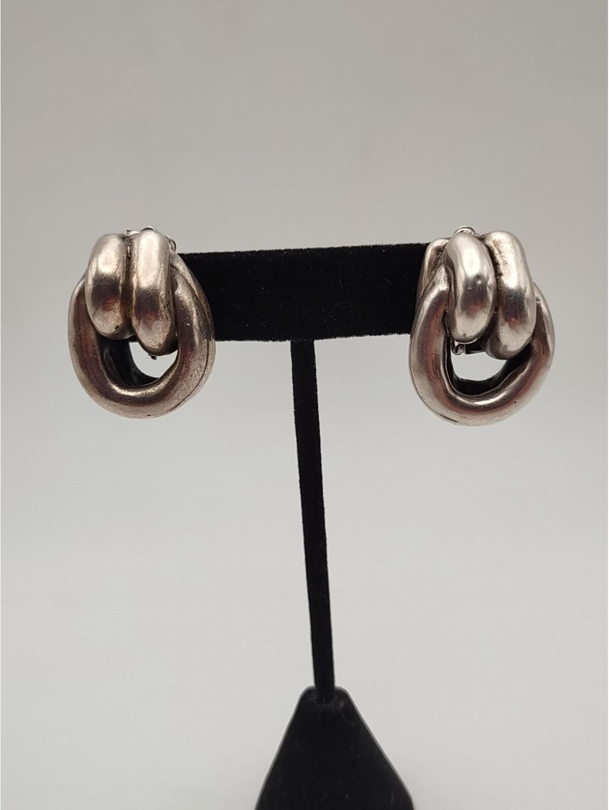 Sterling Silver Chunky Knot Clip On Earrings
